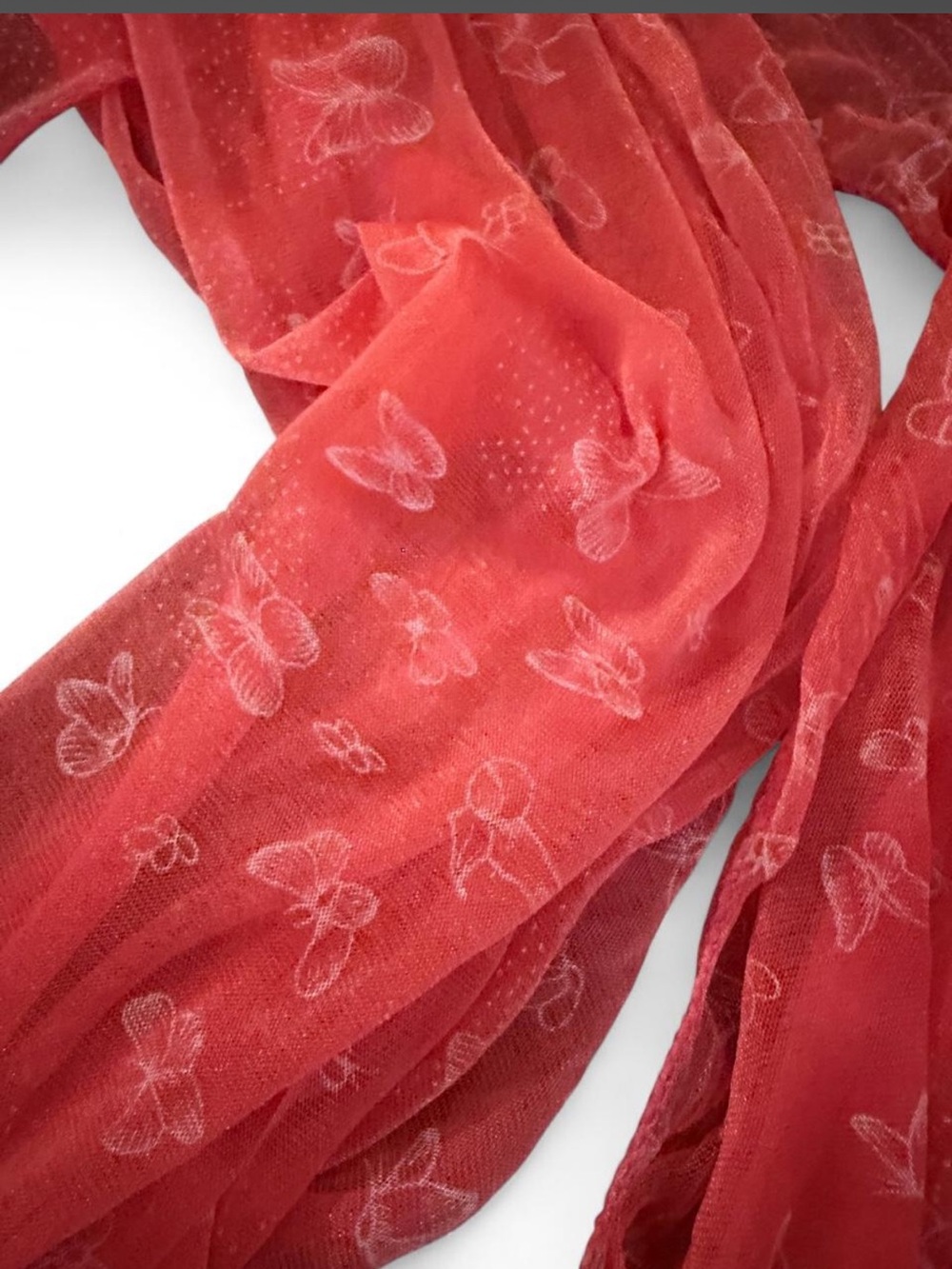 Coral Butterfly-Print Lightweight Scarf - Women Accessories